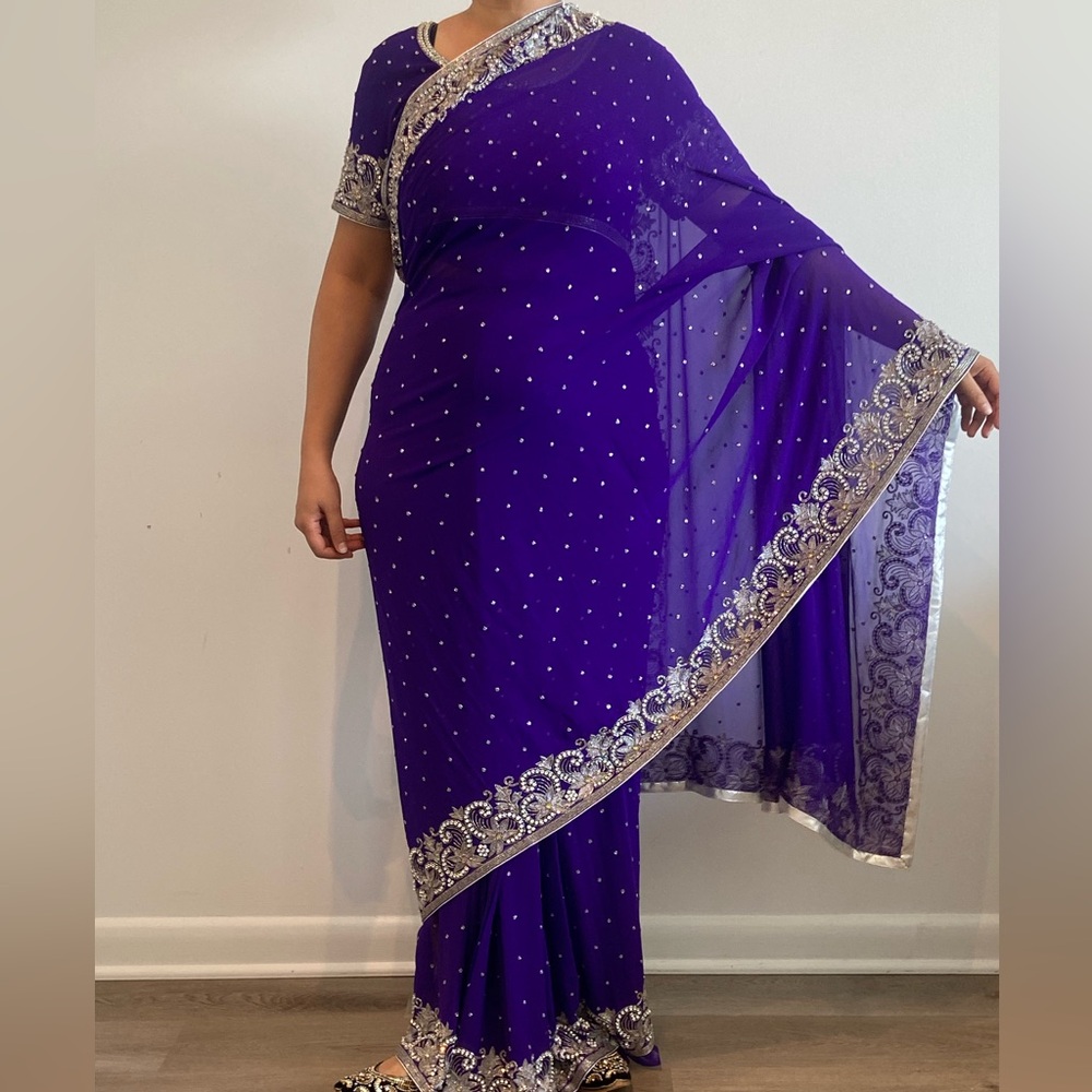 Soft violet saree